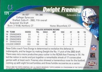 2002 Topps Chrome #171 Dwight Freeney Back
