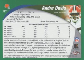 2002 Topps Chrome #177 Andre Davis Back