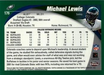 2002 Topps Chrome #179 Michael Lewis Back