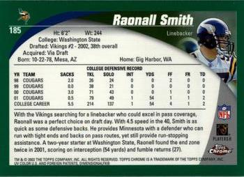 2002 Topps Chrome #185 Raonall Smith Back