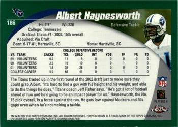 2002 Topps Chrome #186 Albert Haynesworth Back