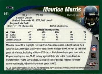 2002 Topps Chrome #191 Maurice Morris Back