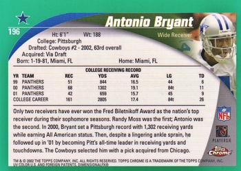 2002 Topps Chrome #196 Antonio Bryant Back