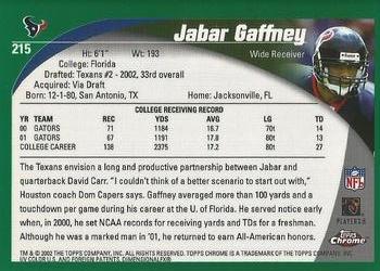 2002 Topps Chrome #215 Jabar Gaffney Back
