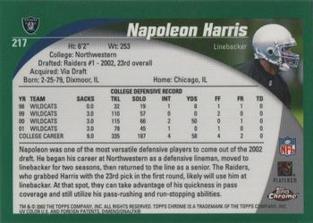 2002 Topps Chrome #217 Napoleon Harris Back