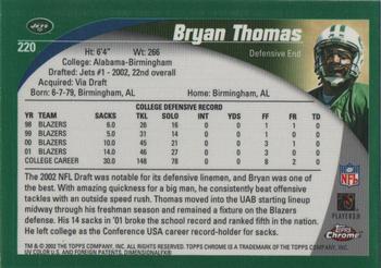 2002 Topps Chrome #220 Bryan Thomas Back