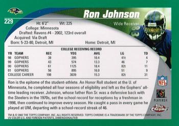 2002 Topps Chrome #229 Ron Johnson Back