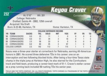 2002 Topps Chrome #232 Keyuo Craver Back
