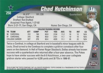 2002 Topps Chrome #250 Chad Hutchinson Back