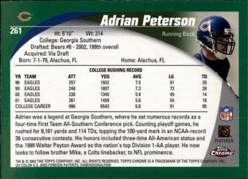 2002 Topps Chrome #261 Adrian Peterson Back