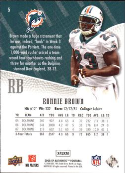 2008 SP Authentic - Retail #5 Ronnie Brown Back