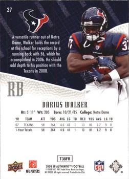 2008 SP Authentic - Retail #27 Darius Walker Back