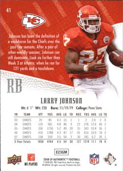 2008 SP Authentic - Retail #41 Larry Johnson Back