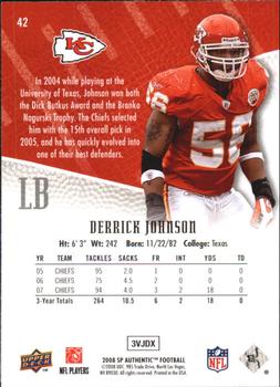 2008 SP Authentic - Retail #42 Derrick Johnson Back