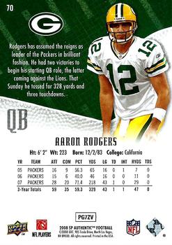 2008 SP Authentic - Retail #70 Aaron Rodgers Back