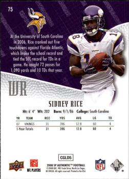 2008 SP Authentic - Retail #75 Sidney Rice Back
