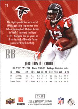2008 SP Authentic - Retail #77 Jerious Norwood Back