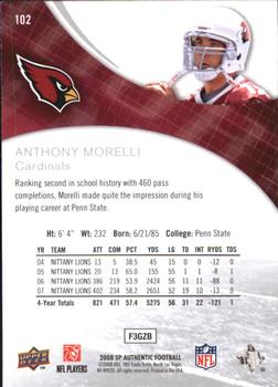 2008 SP Authentic - Retail #102 Anthony Morelli Back