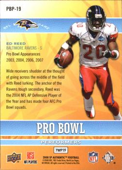 2008 SP Authentic - Pro Bowl Performers #PBP-19 Ed Reed Back