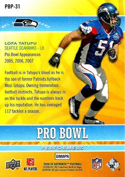 2008 SP Authentic - Pro Bowl Performers #PBP-31 Lofa Tatupu Back
