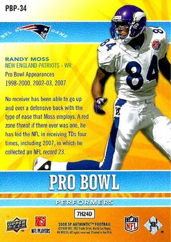 2008 SP Authentic - Pro Bowl Performers #PBP-34 Randy Moss Back