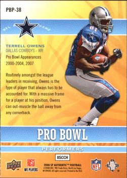 2008 SP Authentic - Pro Bowl Performers #PBP-38 Terrell Owens Back