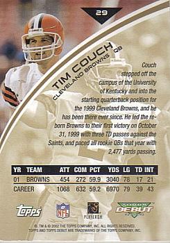2002 Topps Debut #29 Tim Couch Back