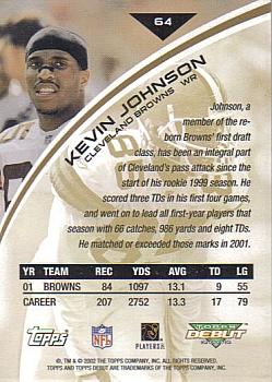 2002 Topps Debut #64 Kevin Johnson Back