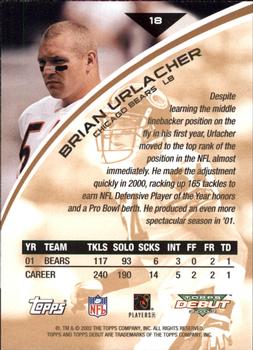 2002 Topps Debut #18 Brian Urlacher Back