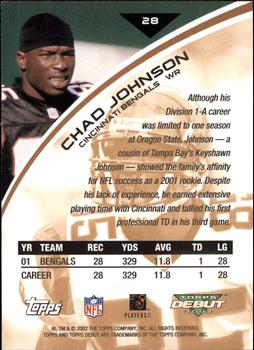 2002 Topps Debut #28 Chad Johnson Back