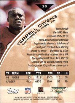 2002 Topps Debut #33 Terrell Owens Back