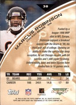 2002 Topps Debut #38 Marcus Robinson Back