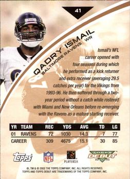 2002 Topps Debut #41 Qadry Ismail Back
