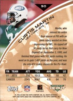 2002 Topps Debut #50 Curtis Martin Back