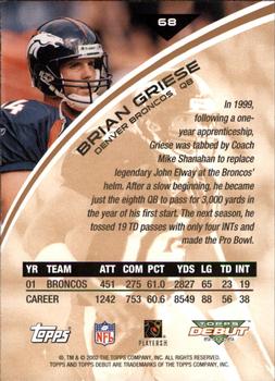 2002 Topps Debut #68 Brian Griese Back