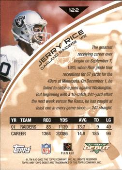 2002 Topps Debut #122 Jerry Rice Back