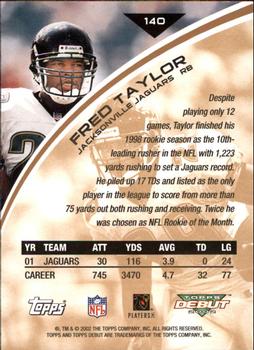 2002 Topps Debut #140 Fred Taylor Back
