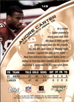 2002 Topps Debut #149 Andre Carter Back
