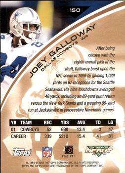2002 Topps Debut #150 Joey Galloway Back