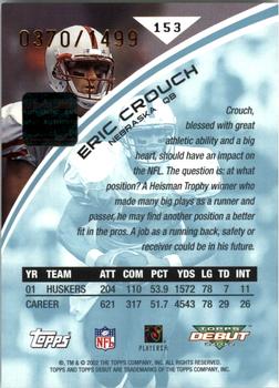 2002 Topps Debut #153 Eric Crouch Back