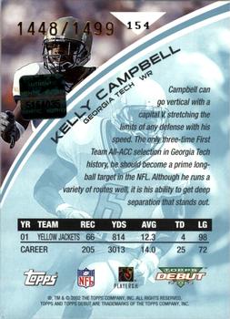 2002 Topps Debut #154 Kelly Campbell Back