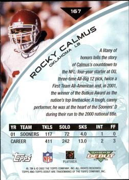 2002 Topps Debut #167 Rocky Calmus Back
