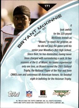 2002 Topps Debut #171 Bryant McKinnie Back