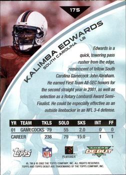 2002 Topps Debut #175 Kalimba Edwards Back