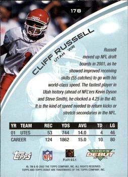 2002 Topps Debut #178 Cliff Russell Back
