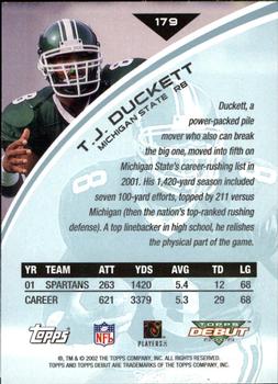 2002 Topps Debut #179 T.J. Duckett Back