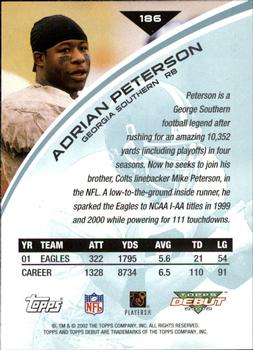 2002 Topps Debut #186 Adrian Peterson Back