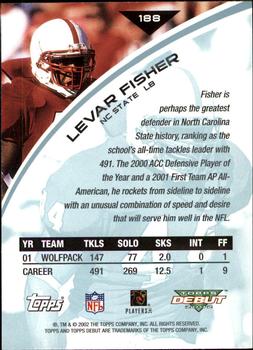 2002 Topps Debut #188 Levar Fisher Back