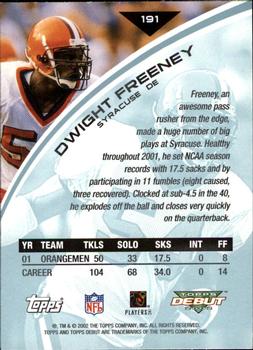 2002 Topps Debut #191 Dwight Freeney Back