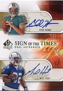 2008 SP Authentic - Sign of the Times Duals #SOTT2-HH Chad Henne / Mike Hart Front
